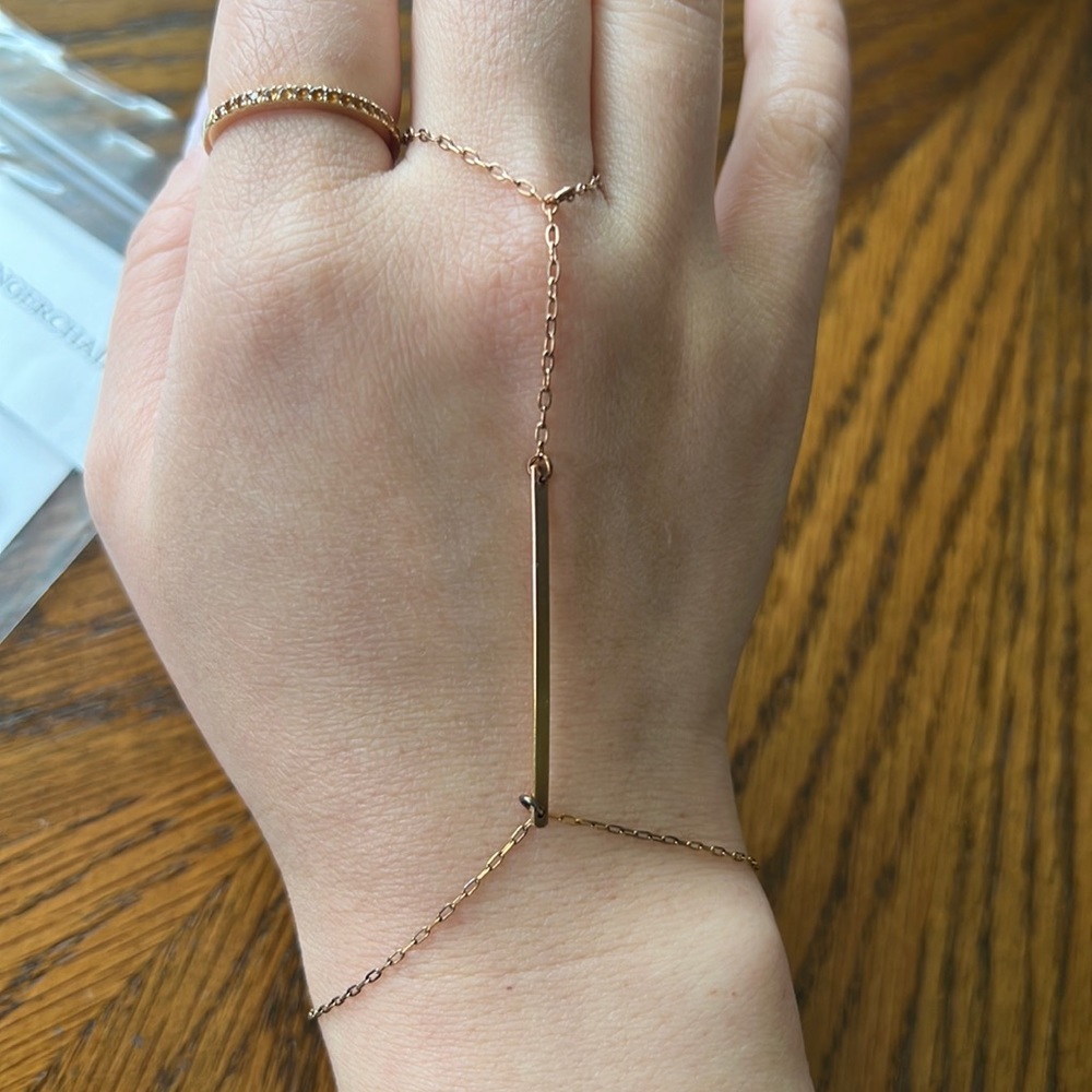 Kristen Elspeth fingerchain bracelet in rose gold